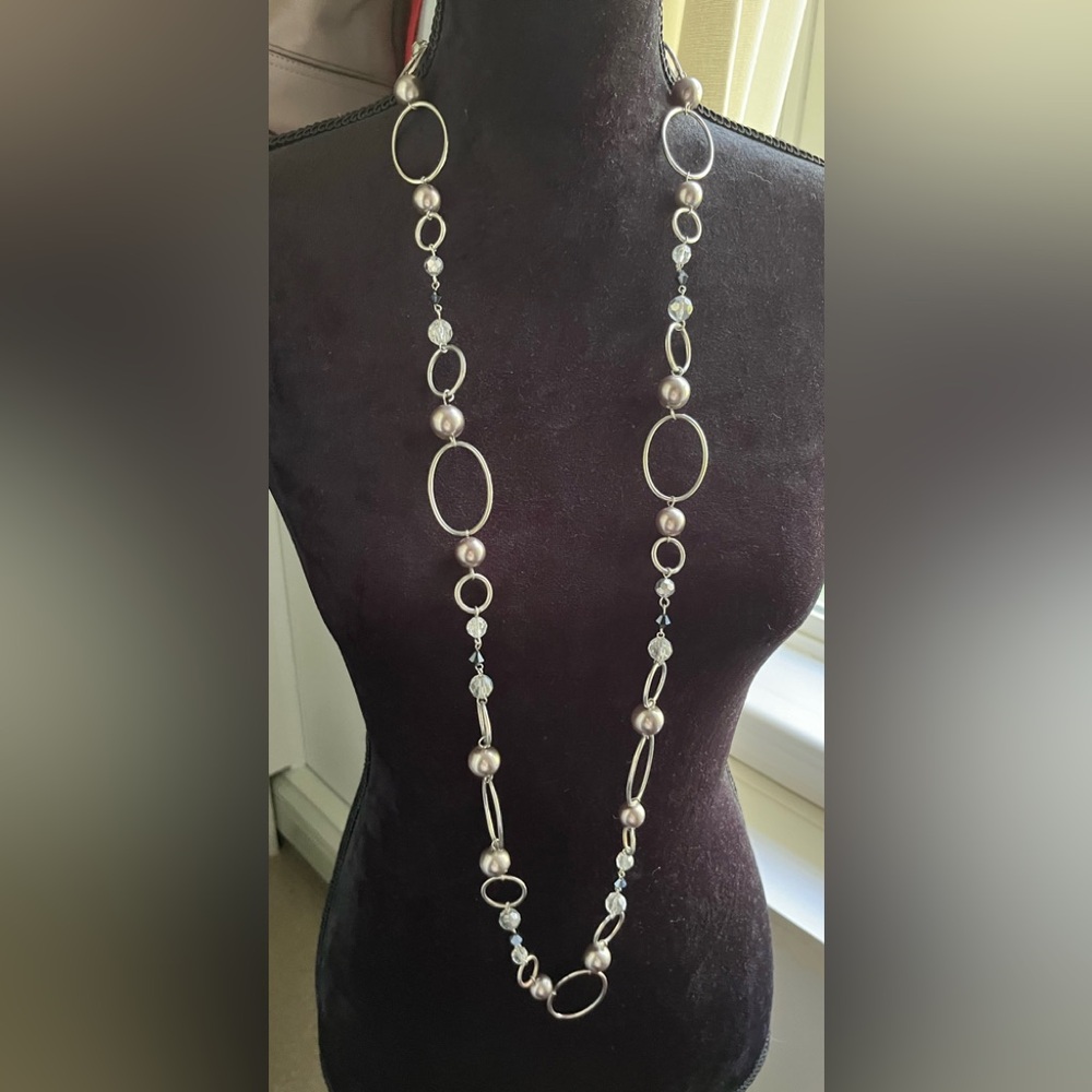 Lia Sophia Silver and Cream Beaded Necklace